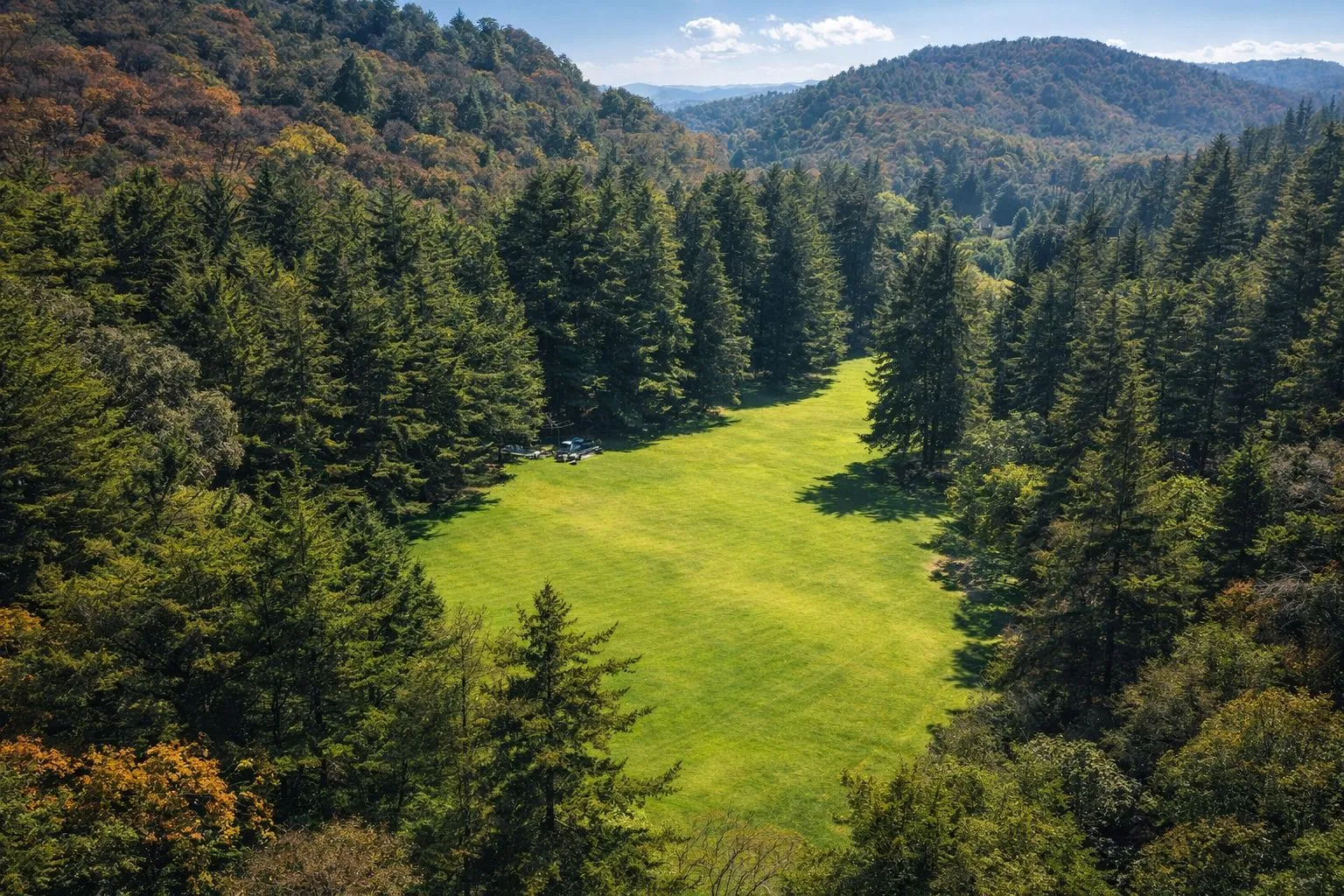 Jardín al aire libre rodeado de bosque en Las Cascadas